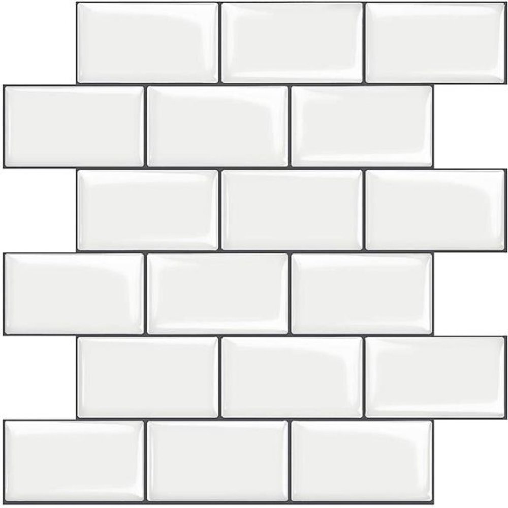 10-Sheet White Subway Tiles Peel and Stick Backsplash (Thicker Design)